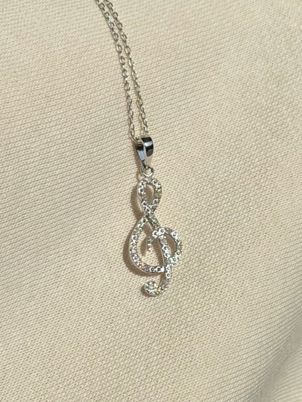 Silver Treble Clef Sterling Silver Pendant Necklace - Elegant Music Note Jewelry